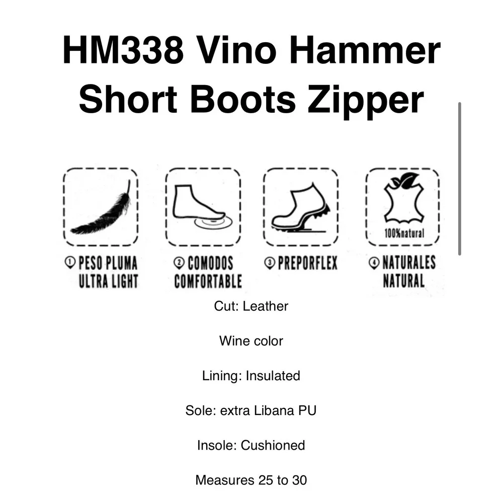 Hammer Force HM-338 Mens Wine Leather Dual Zipper Comfort Work Boots Sz 7 US